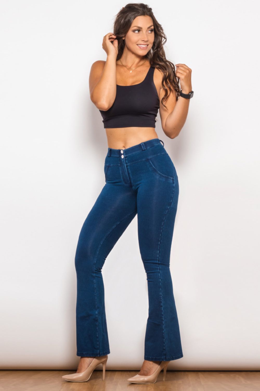 Buttoned Flare Long Jeans - Bottoms - Pants - 7 - 2024