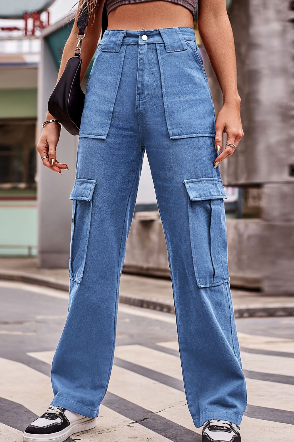 Buttoned High Waist Loose Fit Jeans - Blue / S - Bottoms - Pants - 7 - 2024