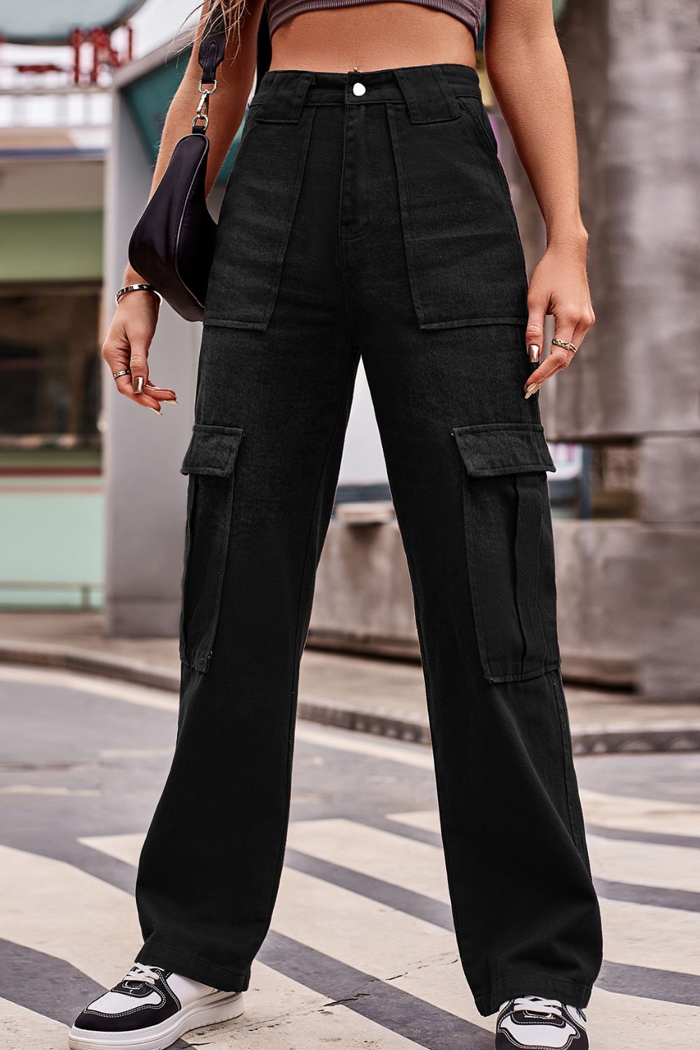 Buttoned High Waist Loose Fit Jeans - Black / S - Bottoms - Pants - 4 - 2024