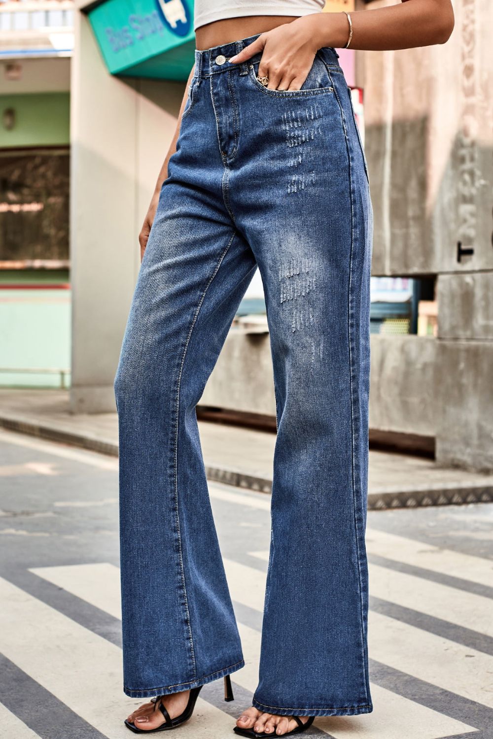 Buttoned Loose Fit Jeans with Pockets - Bottoms - Pants - 4 - 2024