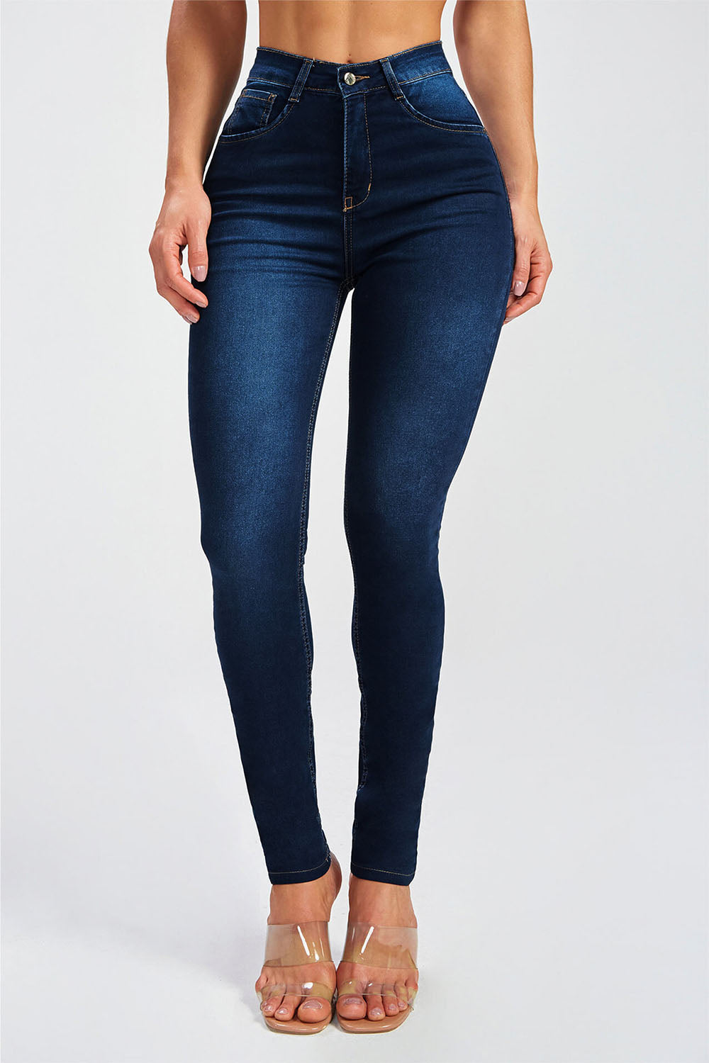 Buttoned Skinny Jeans - Dark / S - Bottoms - Pants - 5 - 2024