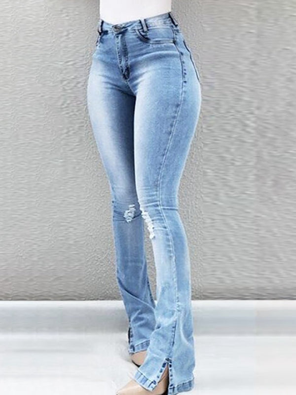 Buttoned Slit Jeans - Bottoms - Pants - 8 - 2024