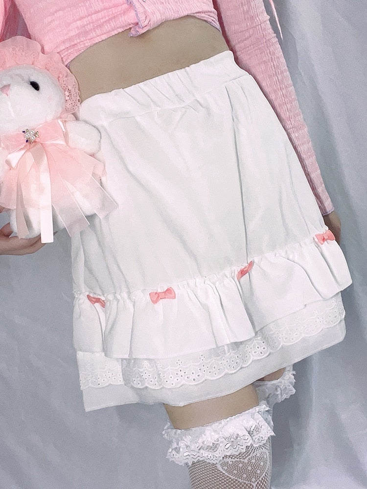 Cascading Ruffle Kawaii Skirt With Bow - Bottoms - Clothing - 2 - 2024