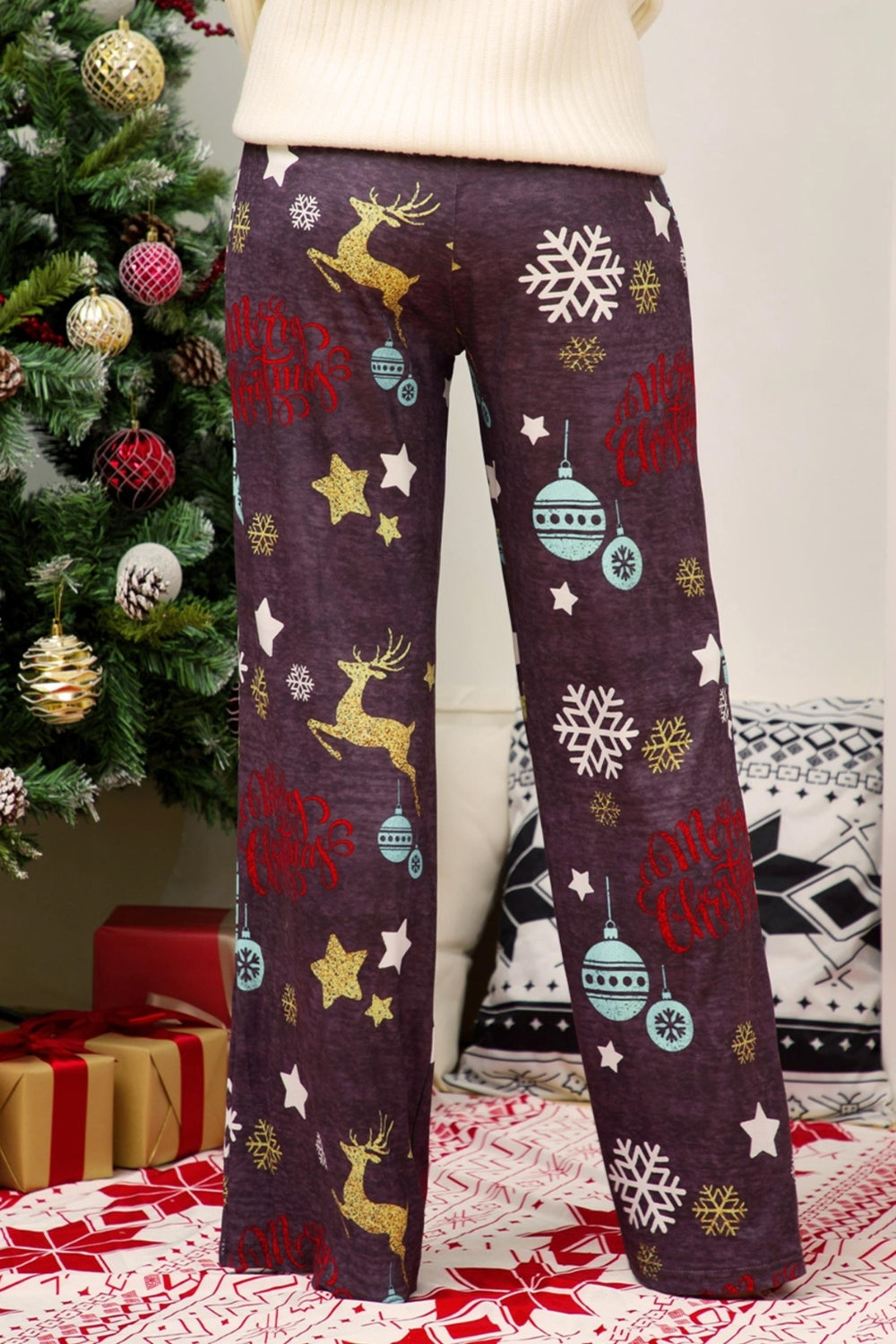 Christmas Straight Leg Pants - Bottoms - Pants - 10 - 2024