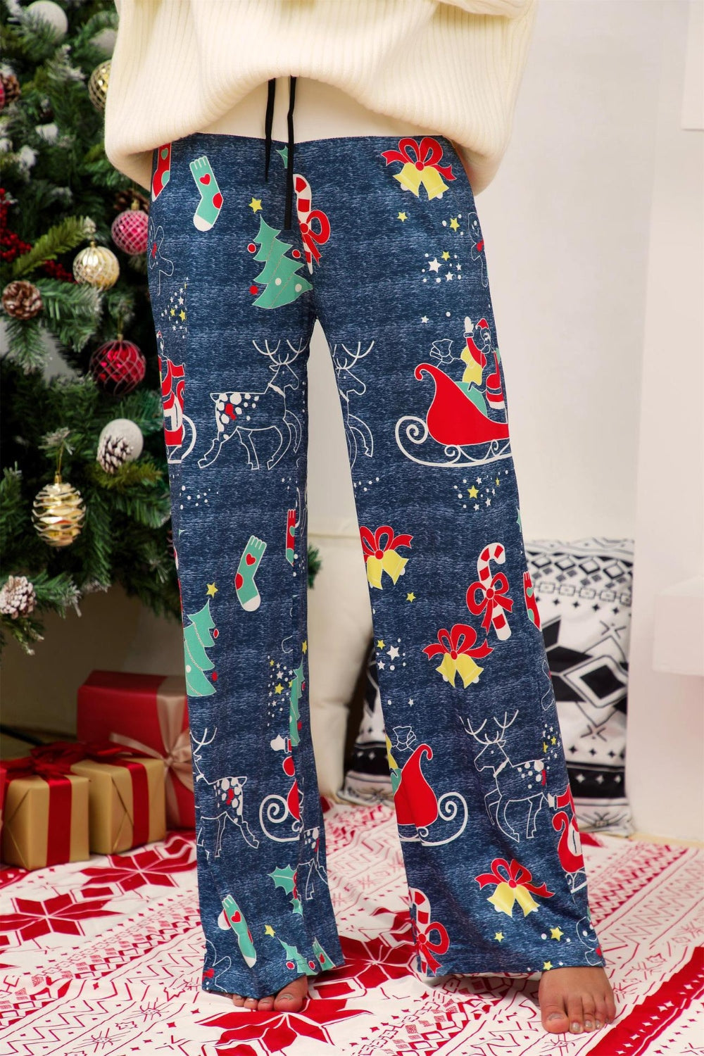 Christmas Straight Leg Pants - Blue / S - Bottoms - Pants - 1 - 2024