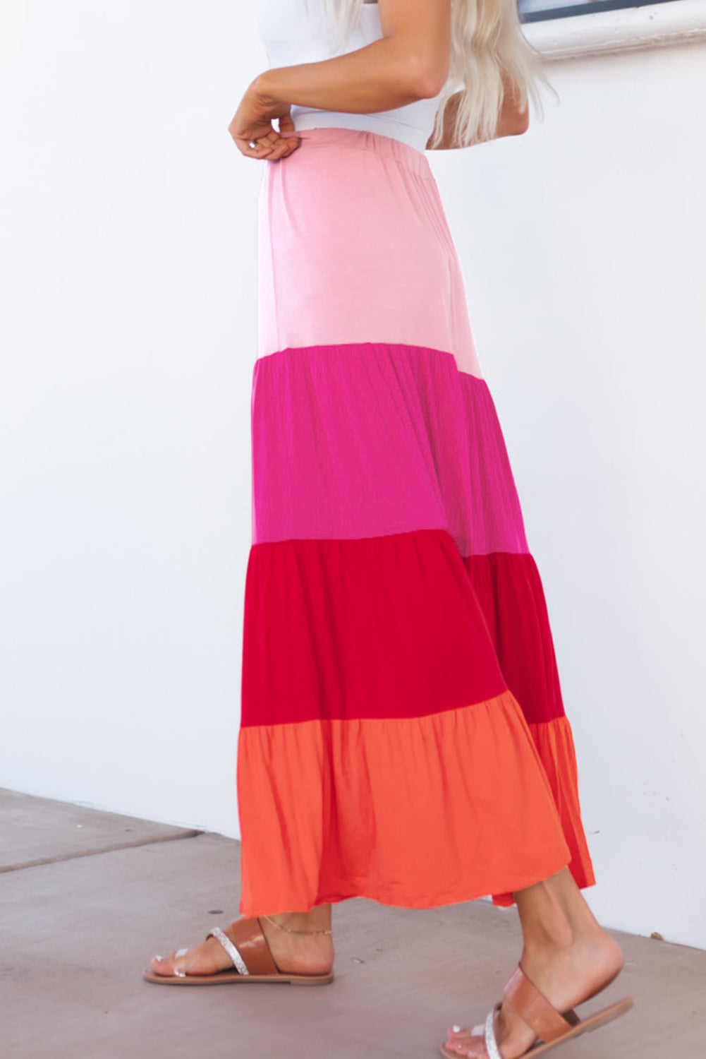 Color Block Tiered Maxi Skirt - Bottoms - Skirts - 4 - 2024