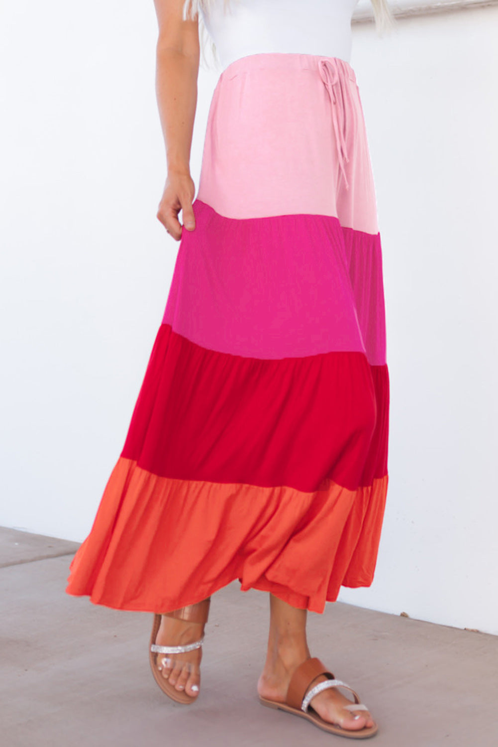 Color Block Tiered Maxi Skirt - Bottoms - Skirts - 3 - 2024