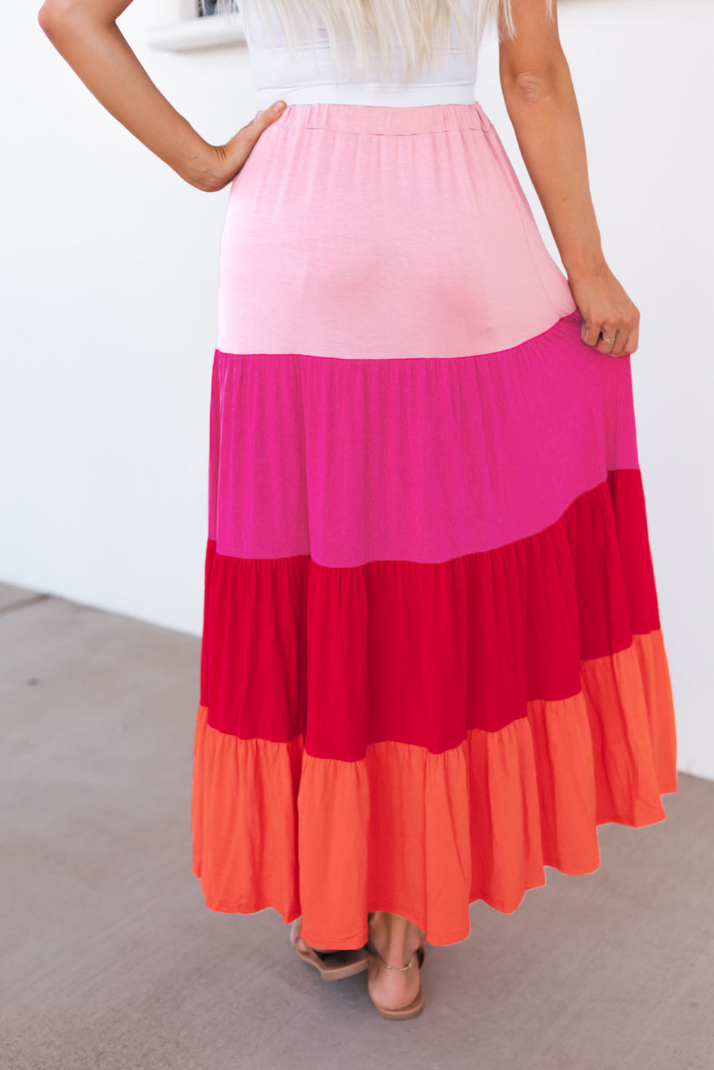 Color Block Tiered Maxi Skirt - Bottoms - Skirts - 2 - 2024