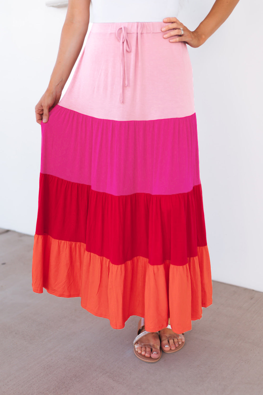 Color Block Tiered Maxi Skirt - Multicolor / S - Bottoms - Skirts - 1 - 2024