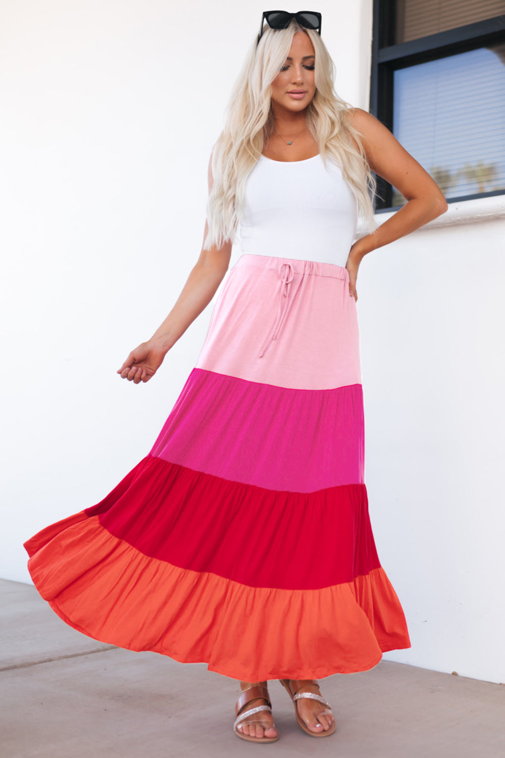 Color Block Tiered Maxi Skirt - Bottoms - Skirts - 5 - 2024