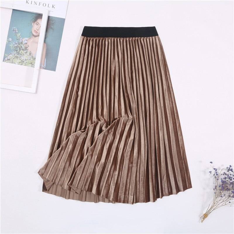 Colorful Pleated Skirt - Khaki / One Size - Bottoms - Skirts - 22 - 2024
