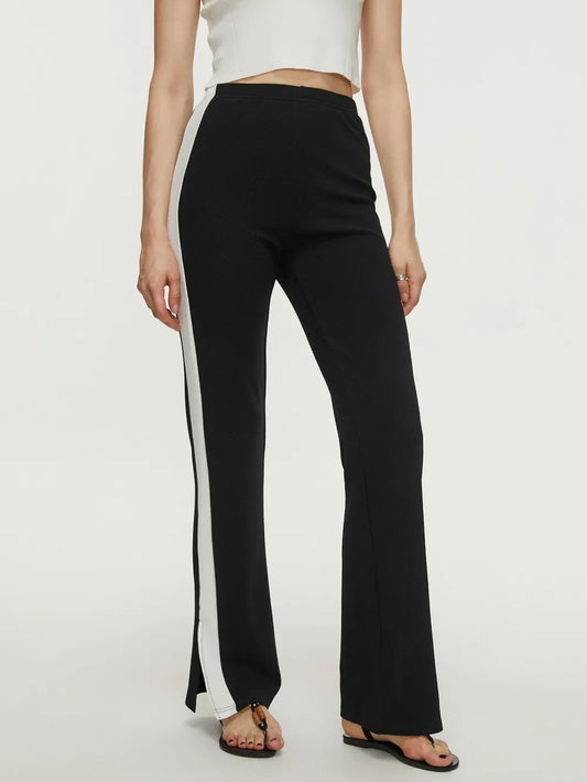 Contrast Slit Long Pants - Black / S - Bottoms - Pants - 1 - 2024