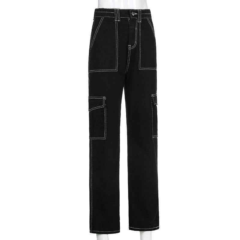 Contrast Stitch Cargo Jeans - Bottoms - Pants - 7 - 2024