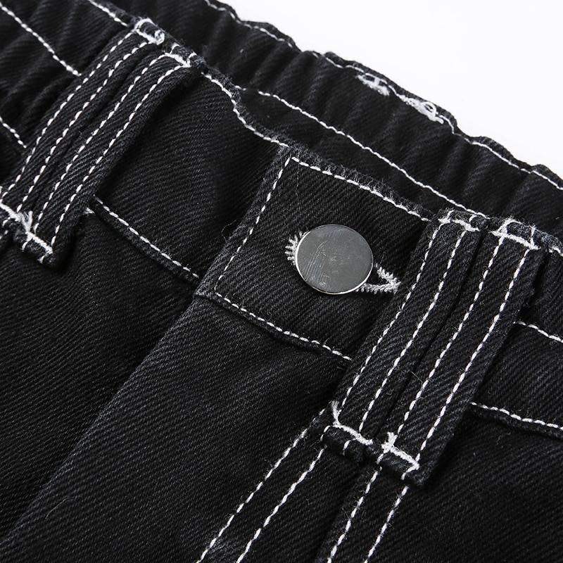 Contrast Stitch Cargo Jeans - Bottoms - Pants - 8 - 2024