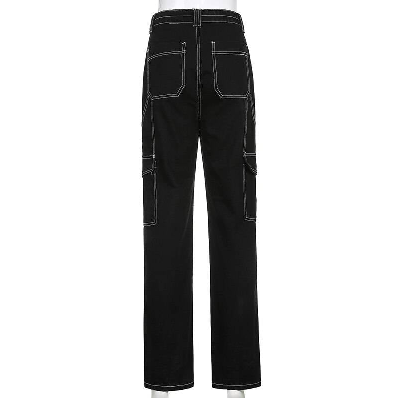 Contrast Stitch Cargo Jeans - Bottoms - Pants - 6 - 2024