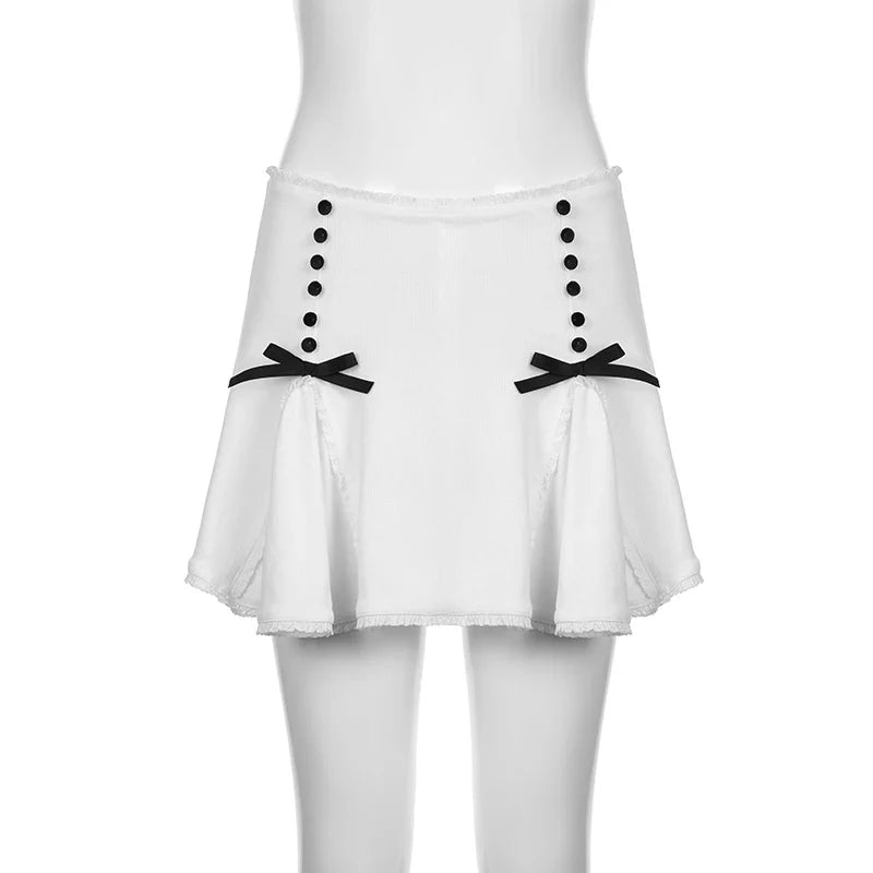 Coquette Aesthetic Clothes Cute Ruffle White Mini Skirt - Bottoms - Mini Skirts - 5 - 2024