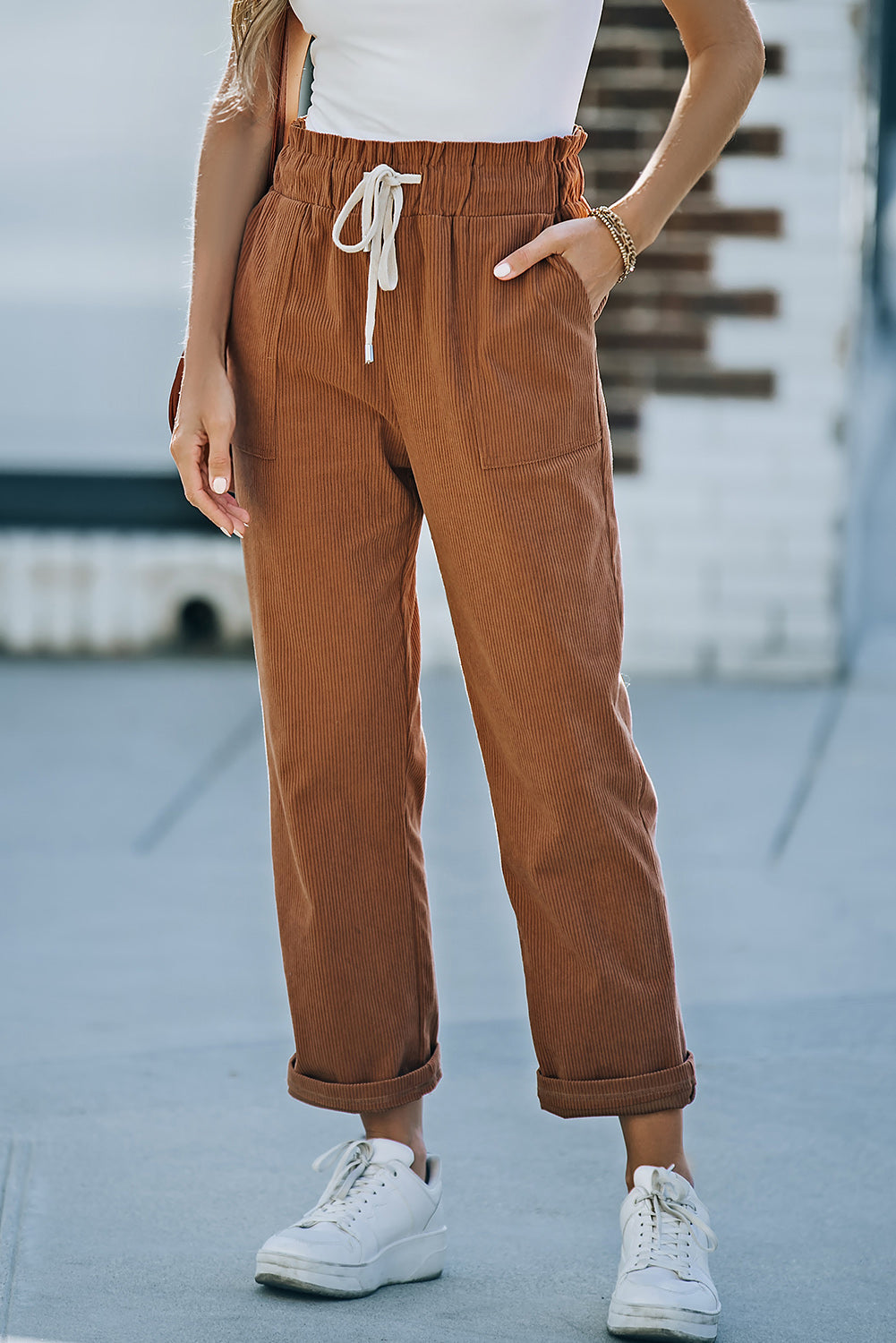 Corduroy Pants with Pockets - Brown / S - Bottoms - Pants - 7 - 2024