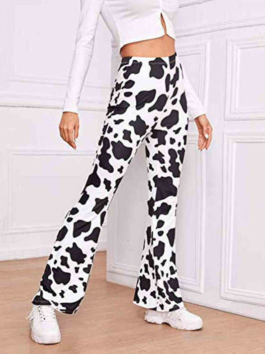Cow Print High Waist Flare Pants - Cow / S - Bottoms - Pants - 1 - 2024