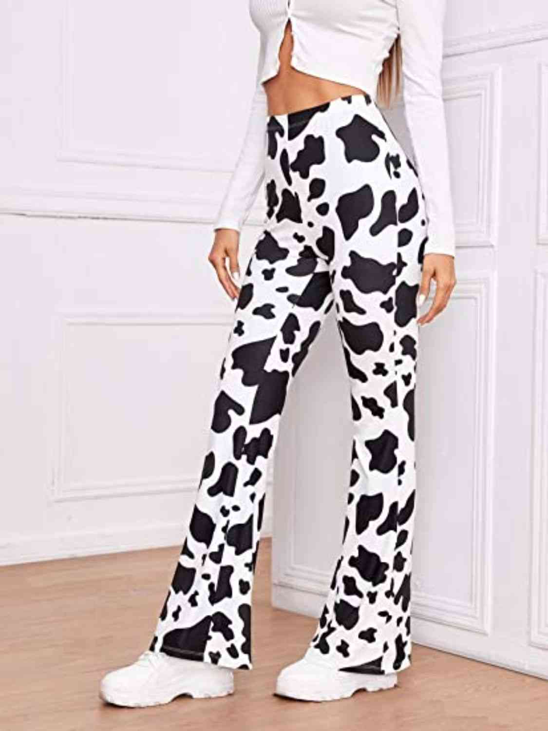 Cow Print High Waist Flare Pants - Bottoms - Pants - 4 - 2024