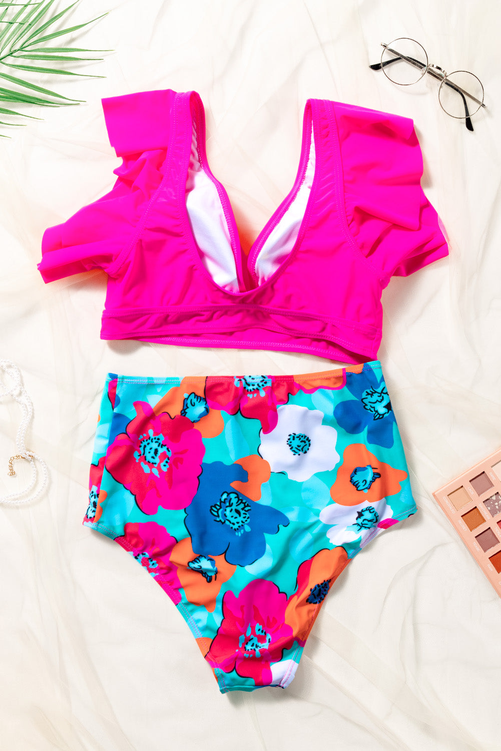 Cropped Swim Top and Floral Bottoms Set - Bottoms - Swimwear - 4 - 2024