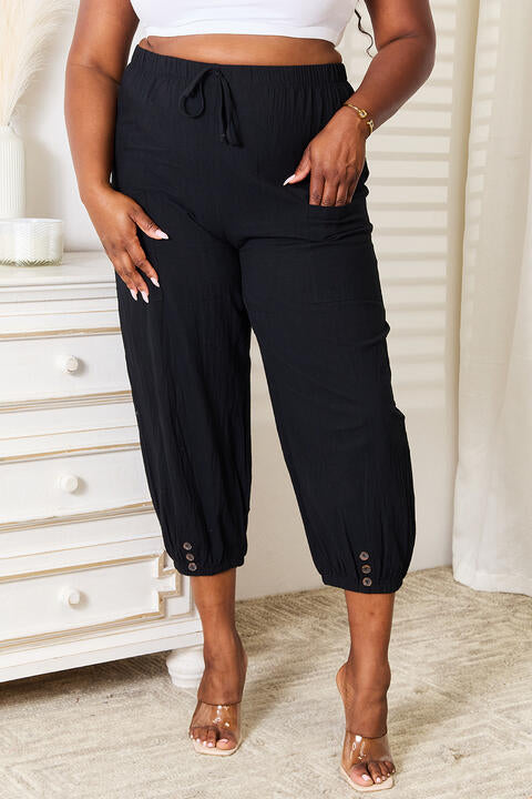 Decorative Button Cropped Pants - Black / S - Bottoms - Pants - 1 - 2024