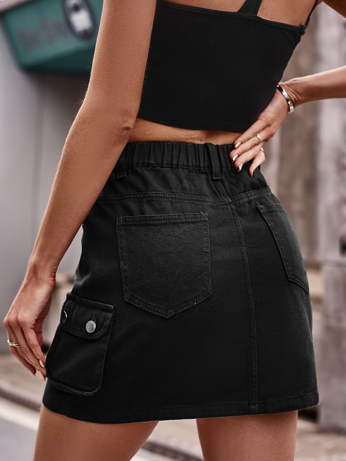 Denim Mini Skirt with Pockets - Bottoms - Skirts - 10 - 2024