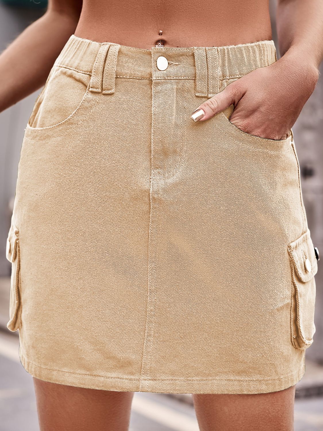 Denim Mini Skirt with Pockets - Bottoms - Skirts - 3 - 2024
