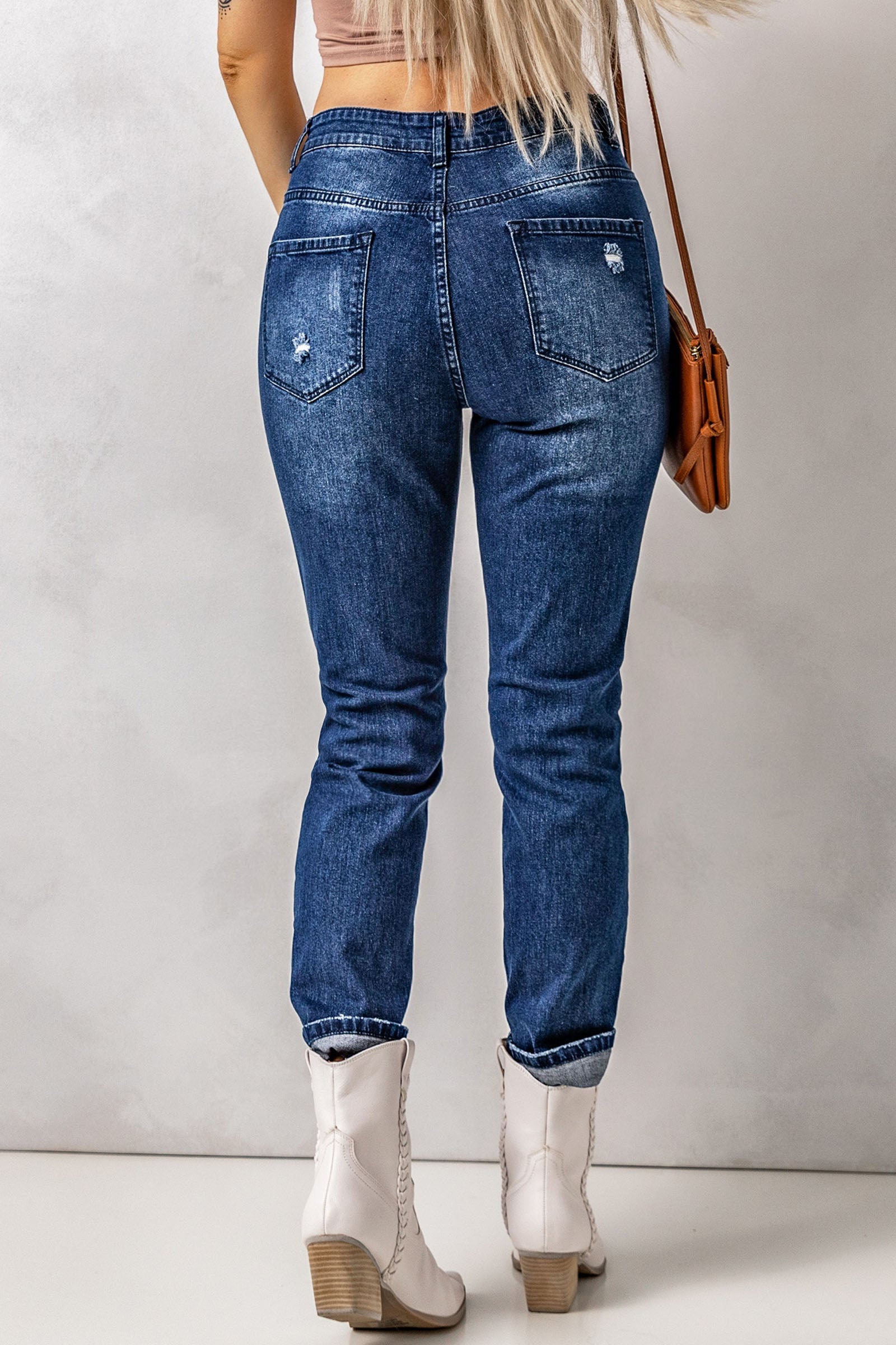 Distressed High Waist Jeans with Pockets - Bottoms - Pants - 6 - 2024