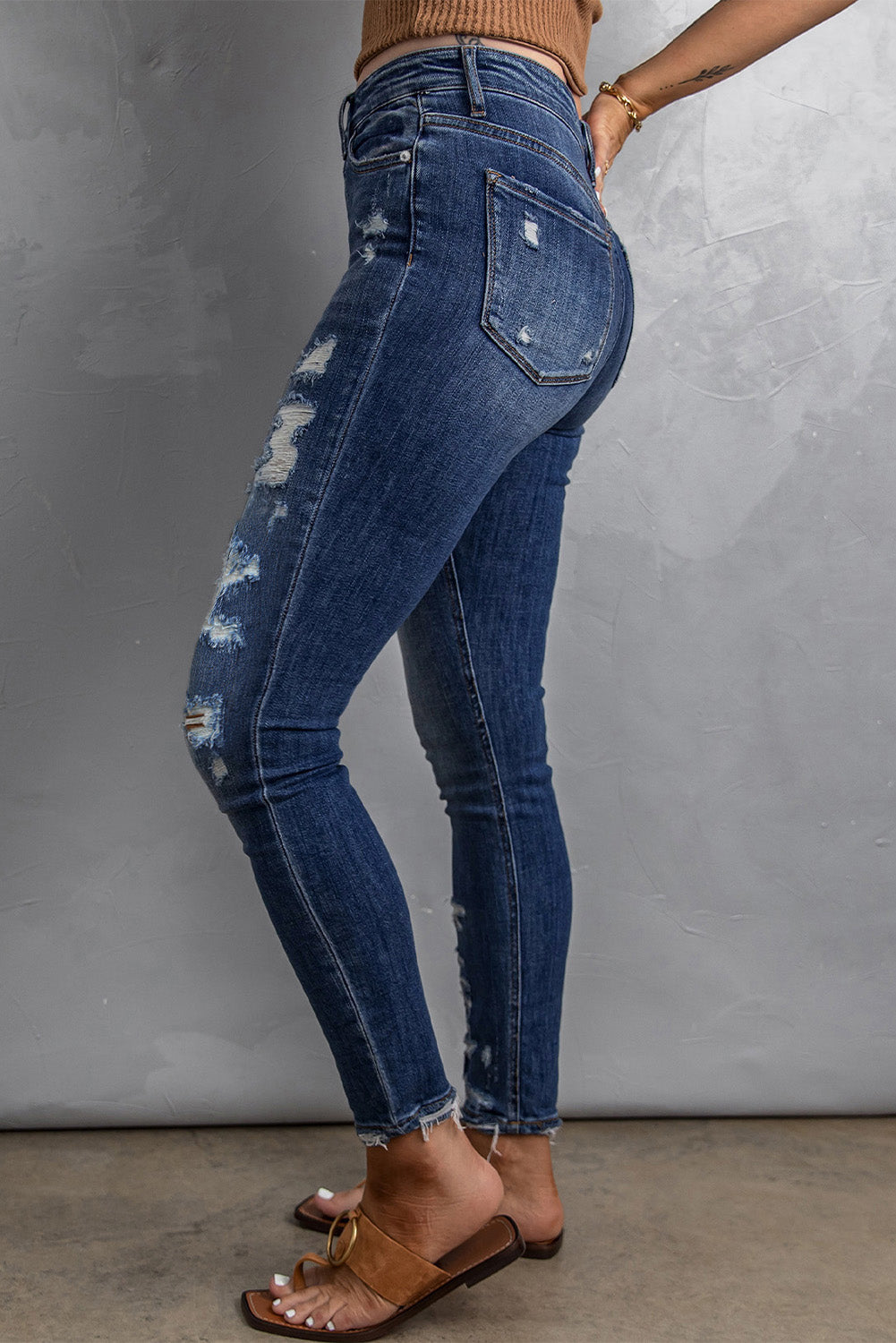 Distressed High Waist Skinny Jeans - Bottoms - Pants - 3 - 2024