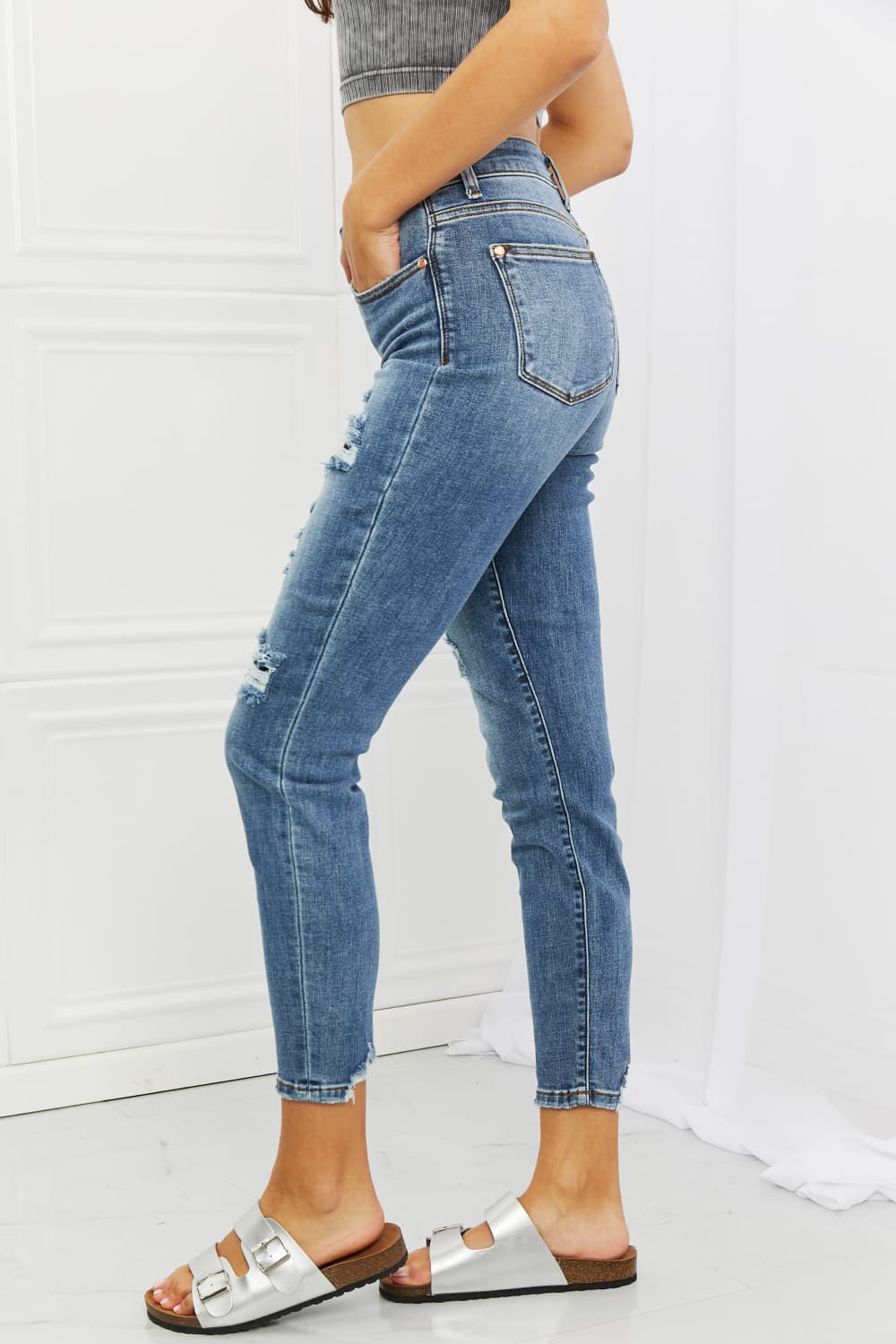 Distressed Patch Jeans - Bottoms - Pants - 7 - 2024
