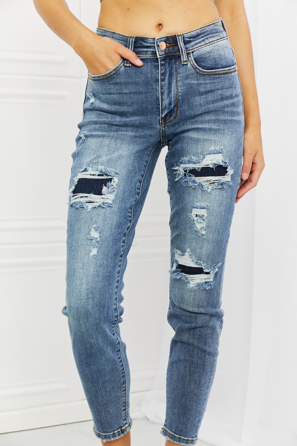 Distressed Patch Jeans - Bottoms - Pants - 9 - 2024