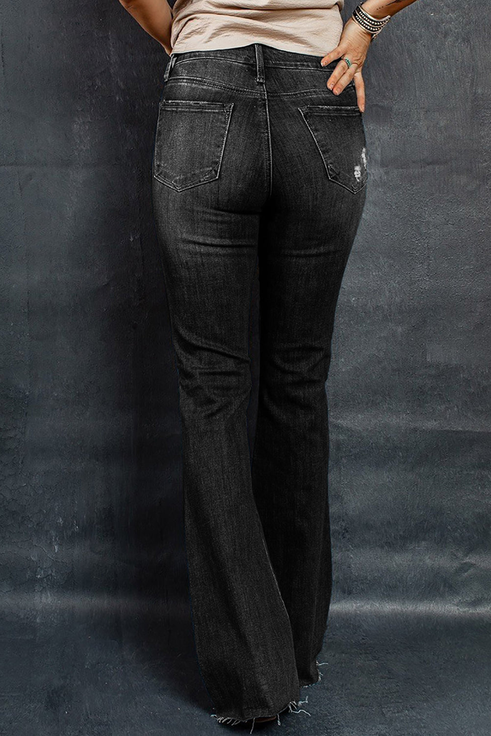 Distressed Raw Hem Flare Jeans - Bottoms - Pants - 6 - 2024