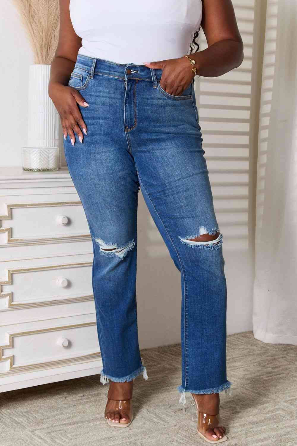 Distressed Raw Hem Jeans - Medium / 0(24) - Bottoms - Pants - 1 - 2024