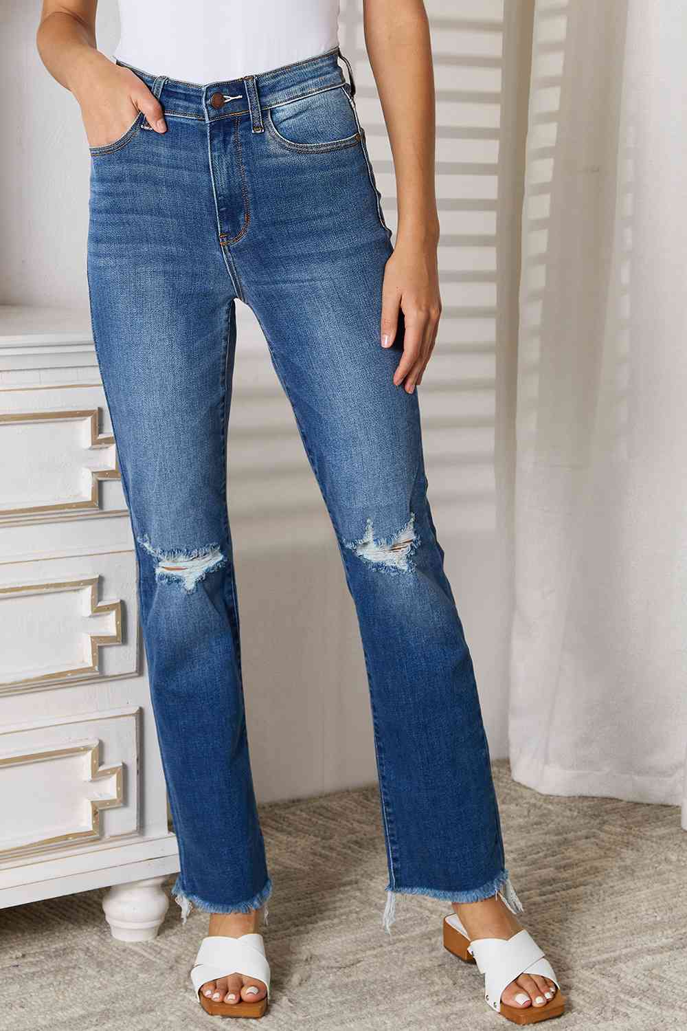 Distressed Raw Hem Jeans - Bottoms - Pants - 5 - 2024