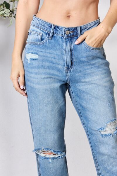 Distressed Raw Hem Straight Jeans - Bottoms - Pants - 5 - 2024