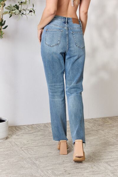 Distressed Raw Hem Straight Jeans - Bottoms - Pants - 4 - 2024