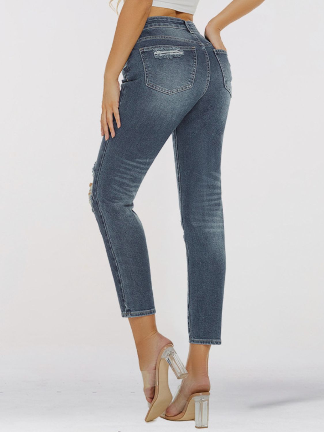 Distressed Skinny Cropped Jeans - Bottoms - Pants - 2 - 2024