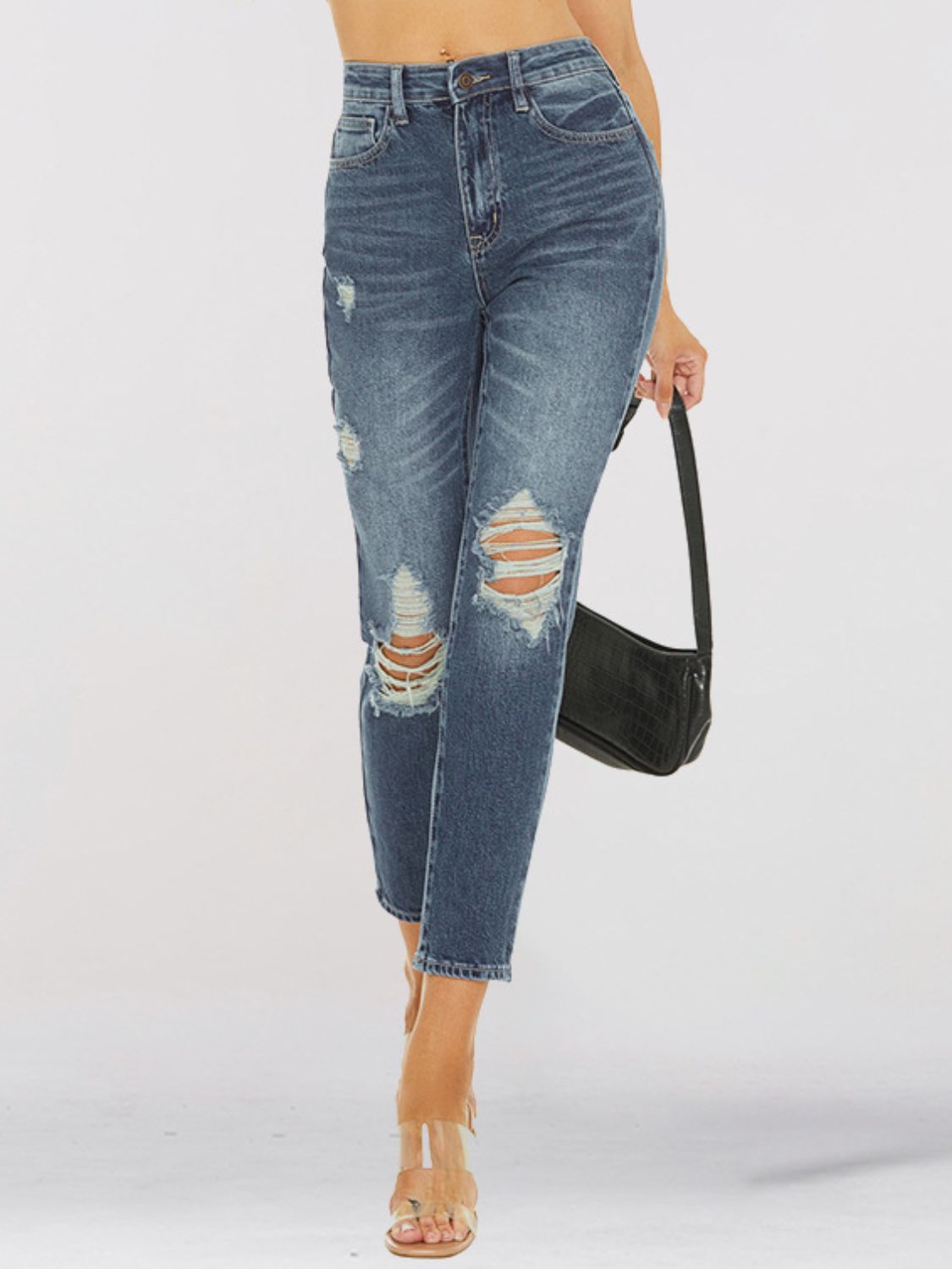 Distressed Skinny Cropped Jeans - Bottoms - Pants - 3 - 2024
