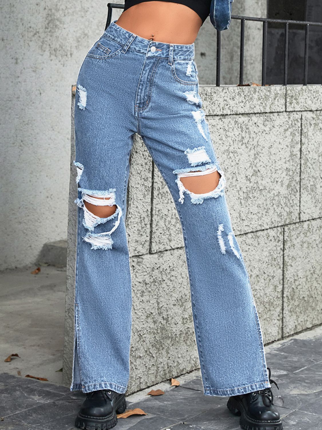 Distressed Slit Jeans - Medium / XS - Bottoms - Pants - 1 - 2024
