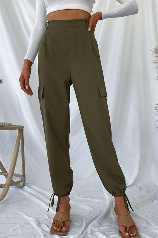 Drawstring Ankle Cargo Pants - Green / S - Bottoms - Pants - 1 - 2024