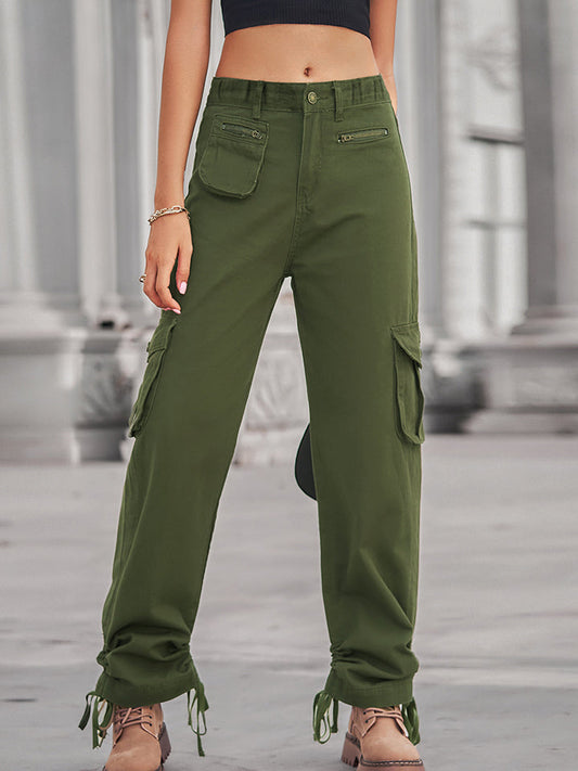 Drawstring Cargo Jeans - Green / S - Bottoms - Pants - 1 - 2024