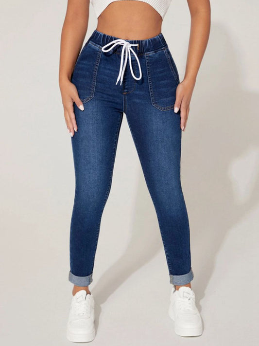 Drawstring Cropped Jeans - Medium / S - Bottoms - Pants - 1 - 2024
