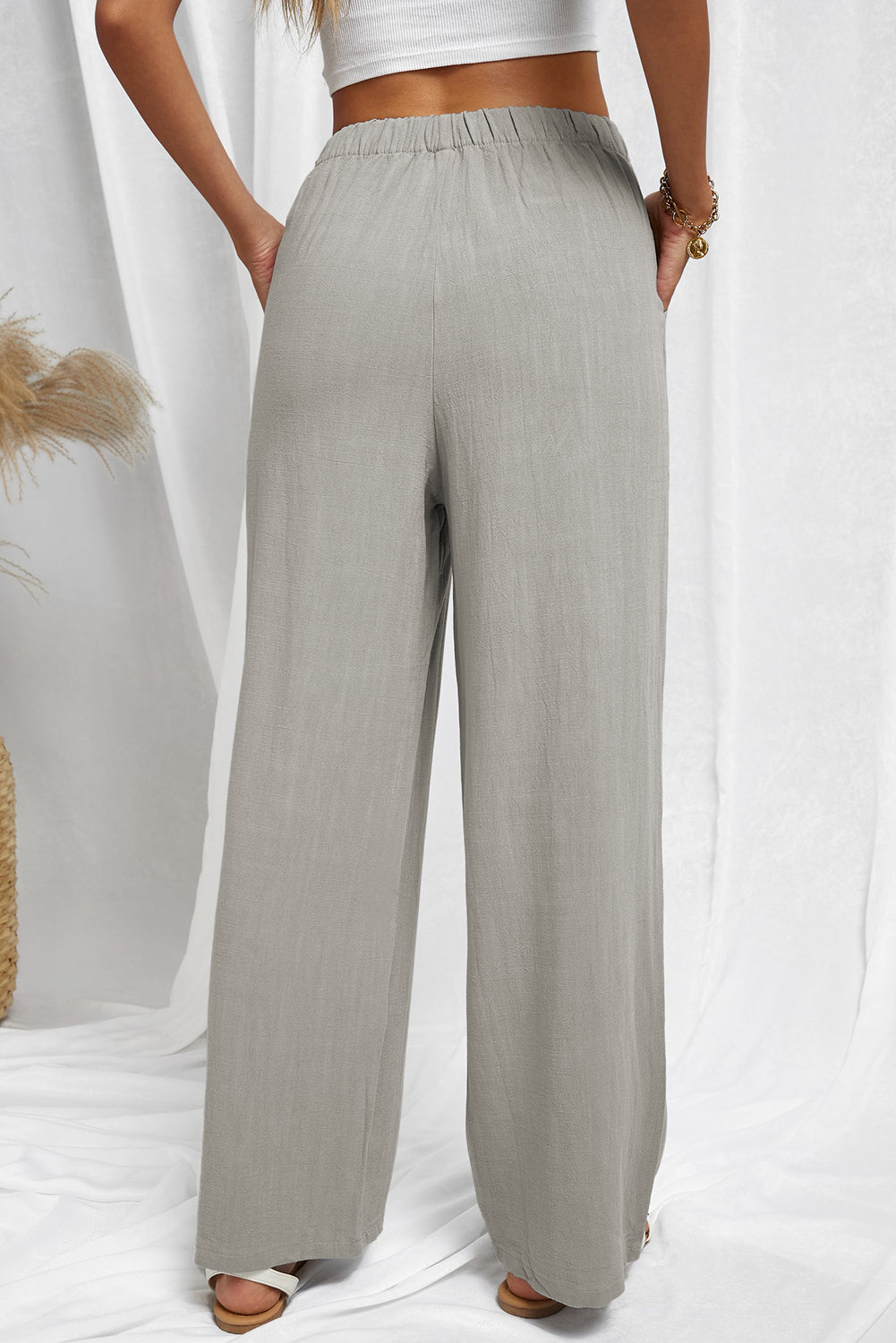 Drawstring Elastic Waist Pants with Pockets - Bottoms - Pants - 12 - 2024