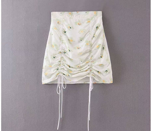 Drawstring Mini Skirt - White / L - Bottoms - Skirts - 1 - 2024