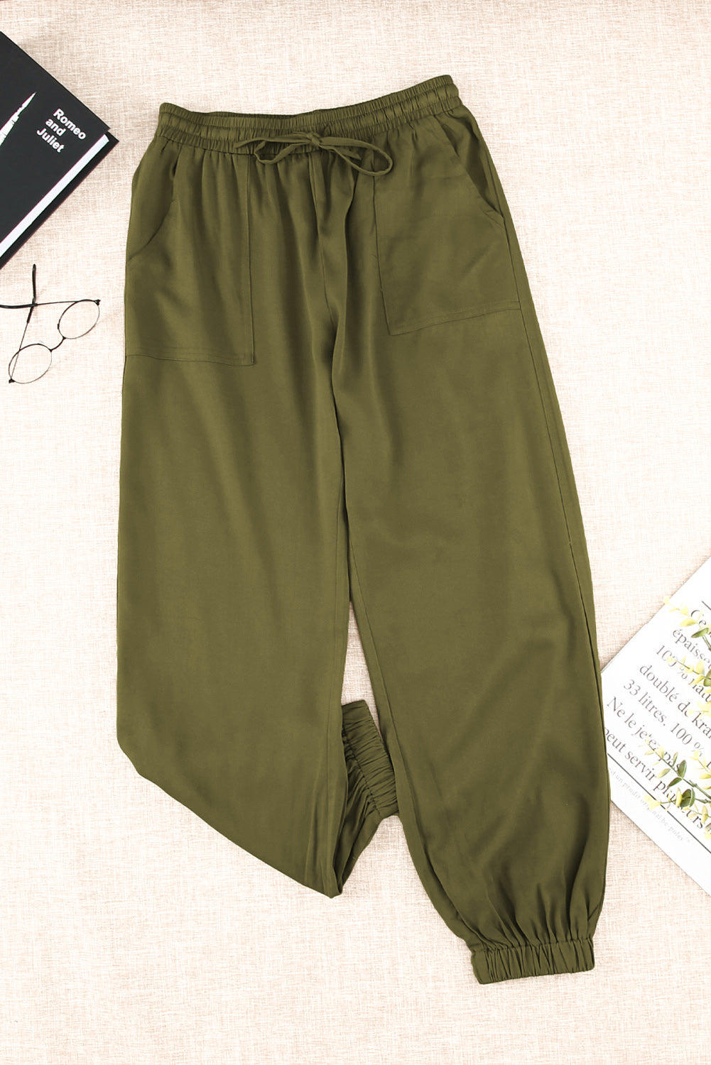 Drawstring Waist Joggers with Pockets - Green / S - Bottoms - Pants - 22 - 2024
