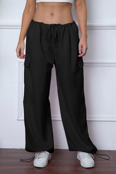 Drawstring Waist Pants with Pockets - Black / XS - Bottoms - Pants - 8 - 2024