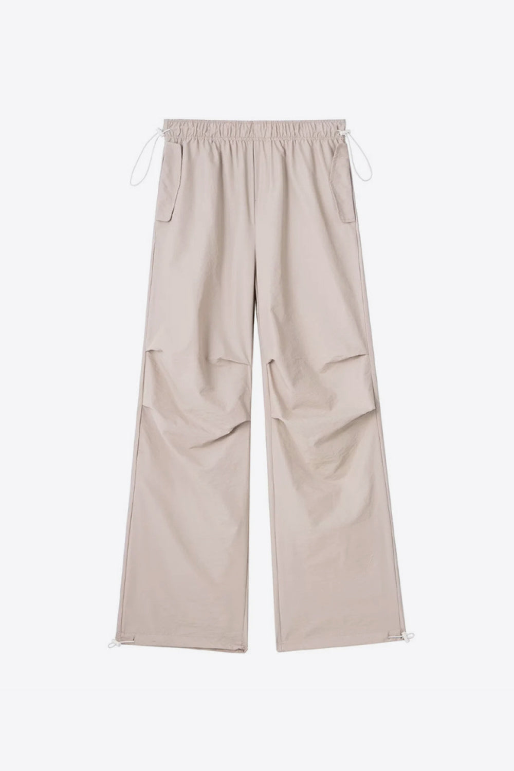 Drawstring Waist Pants with Pockets - Beige / XS - Bottoms - Pants - 14 - 2024