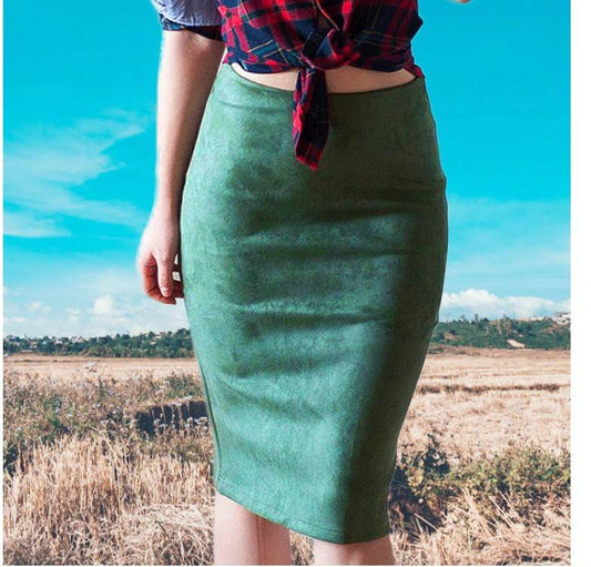 Eco-Suede Pencil Skirt - Bottoms - Skirts - 1 - 2024