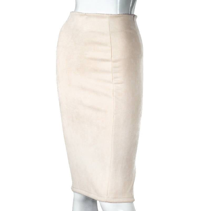 Eco-Suede Pencil Skirt - White / S - Bottoms - Skirts - 12 - 2024
