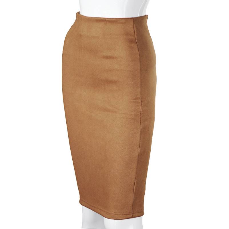 Eco-Suede Pencil Skirt - Brown / S - Bottoms - Skirts - 14 - 2024